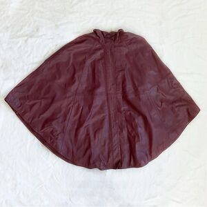 Jessica London Plus Size Cape Poncho 22/24 Burgundy 100% Sheep Leather
